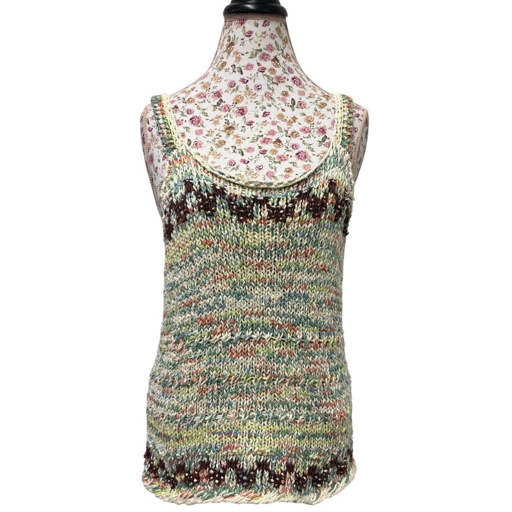 Another Love Knit Tank Top US XL Boho Festival Multicolor Chunky Y2K